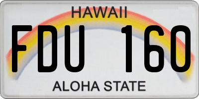 HI license plate FDU160