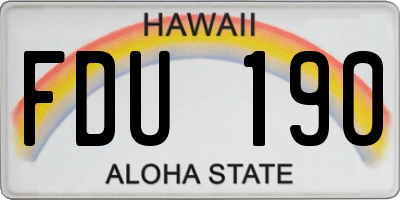 HI license plate FDU190