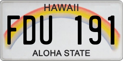 HI license plate FDU191