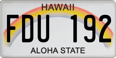 HI license plate FDU192