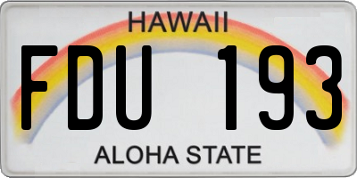 HI license plate FDU193