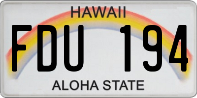 HI license plate FDU194