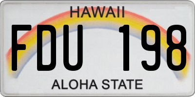 HI license plate FDU198