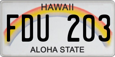 HI license plate FDU203