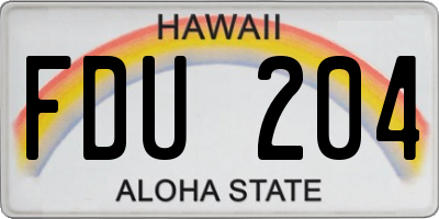 HI license plate FDU204