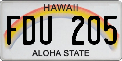 HI license plate FDU205