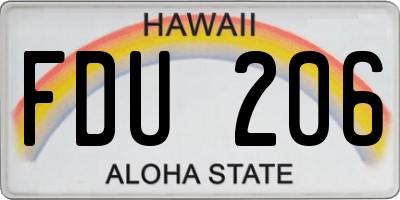 HI license plate FDU206