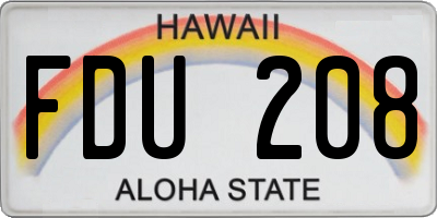 HI license plate FDU208