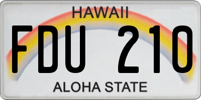 HI license plate FDU210