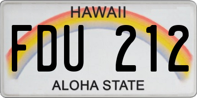 HI license plate FDU212