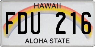 HI license plate FDU216