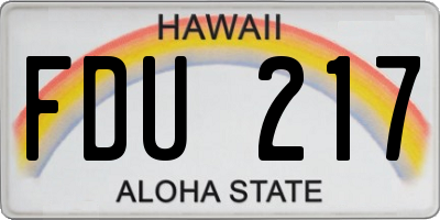 HI license plate FDU217