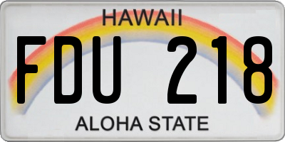 HI license plate FDU218