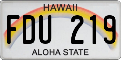HI license plate FDU219
