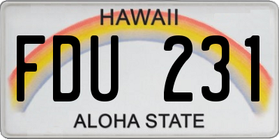 HI license plate FDU231