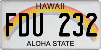 HI license plate FDU232