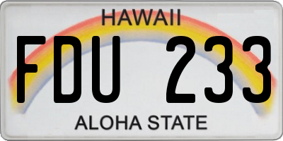 HI license plate FDU233