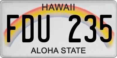 HI license plate FDU235