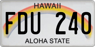 HI license plate FDU240