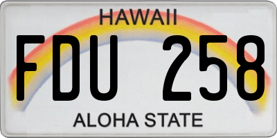HI license plate FDU258