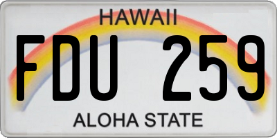 HI license plate FDU259