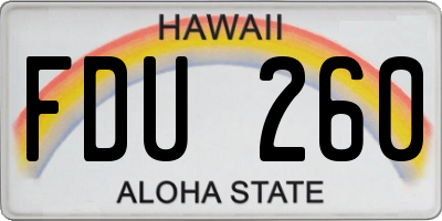 HI license plate FDU260