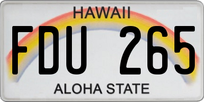 HI license plate FDU265