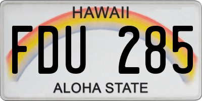 HI license plate FDU285