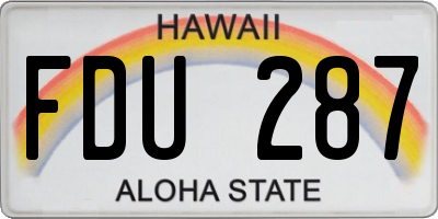 HI license plate FDU287