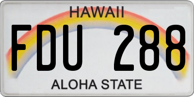 HI license plate FDU288