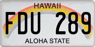 HI license plate FDU289