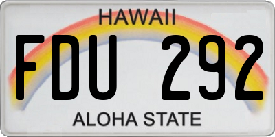 HI license plate FDU292