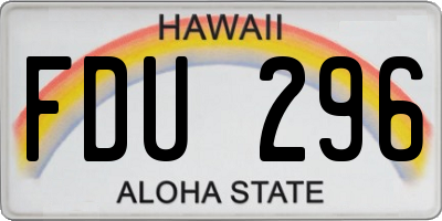 HI license plate FDU296