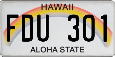 HI license plate FDU301