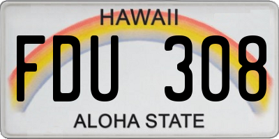 HI license plate FDU308