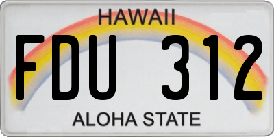 HI license plate FDU312