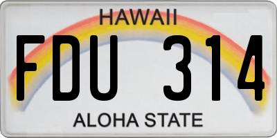 HI license plate FDU314