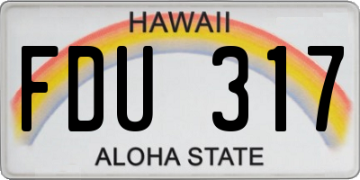 HI license plate FDU317