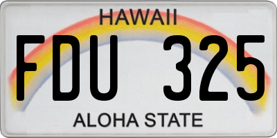 HI license plate FDU325