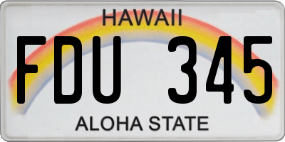 HI license plate FDU345