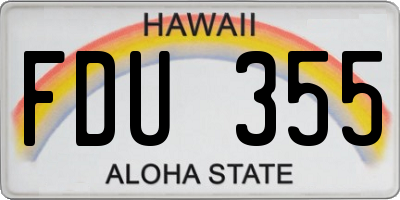 HI license plate FDU355