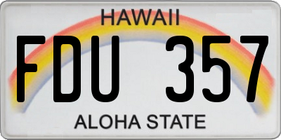 HI license plate FDU357
