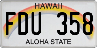 HI license plate FDU358