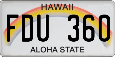 HI license plate FDU360