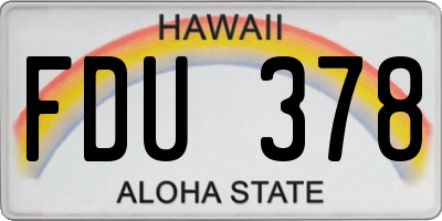 HI license plate FDU378