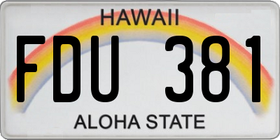 HI license plate FDU381