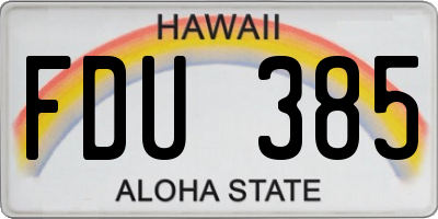 HI license plate FDU385
