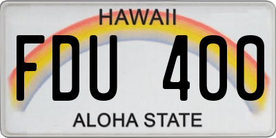 HI license plate FDU400