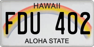 HI license plate FDU402
