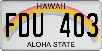 HI license plate FDU403